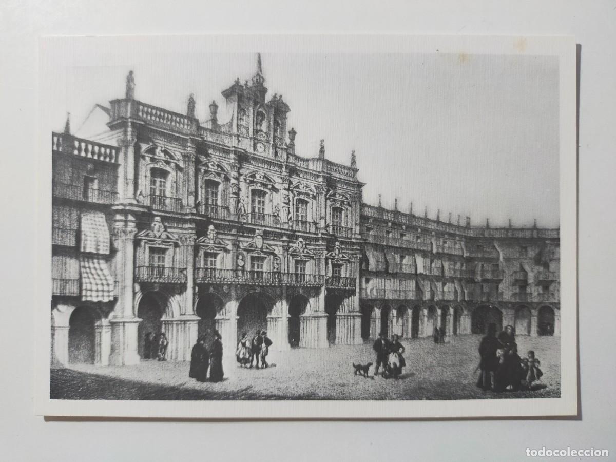 Postales: Postal SALAMANCA: Plaza Mayor (Grabado de Parcerisa) - Impr. Cal&oacute;n.