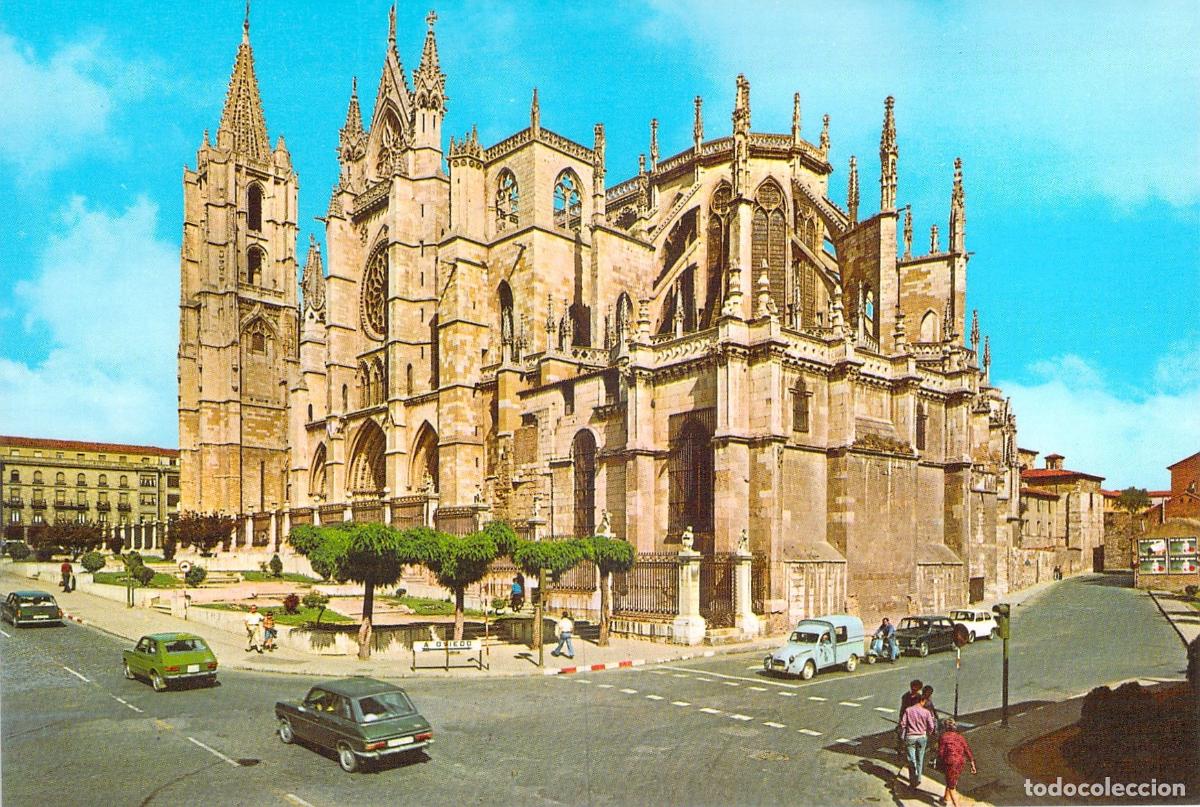 Postales: Postal de la Catedral de Le&oacute;n en Espa&ntilde;a