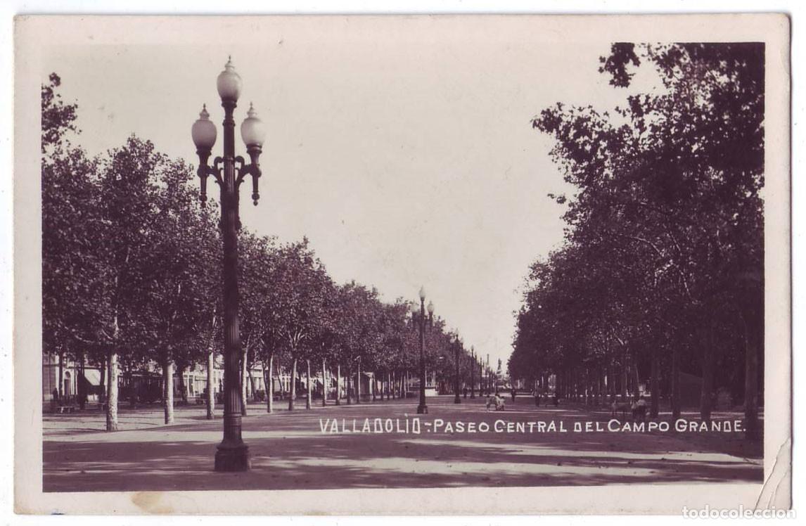 Postales: Valladolid: Paseo Central del Campo Grande. No consta editor. Circulada (A&ntilde;os 30)