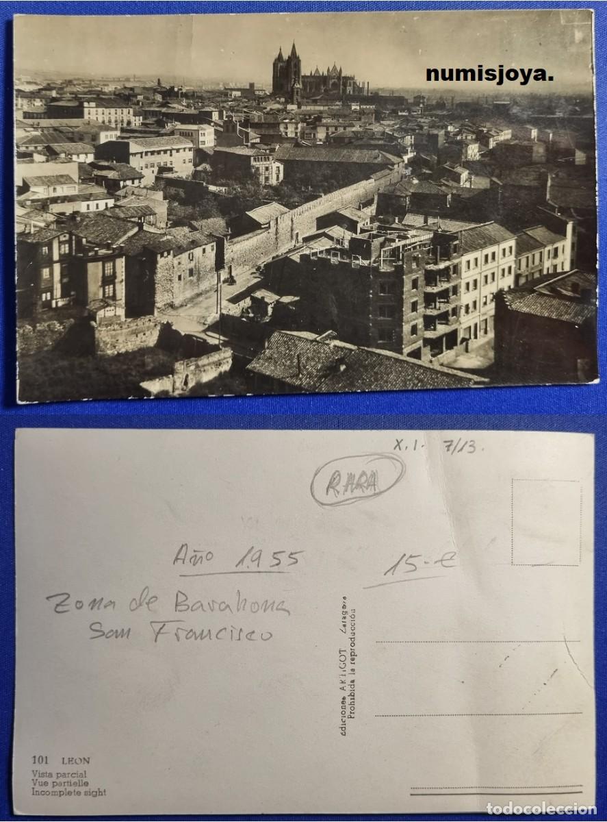Postales: POSTAL de LEON (Espa&ntilde;a) a&ntilde;o 1960 101 Vista parcial. Ed. ARTIGOT. Zona calle Barahona San y Fco.