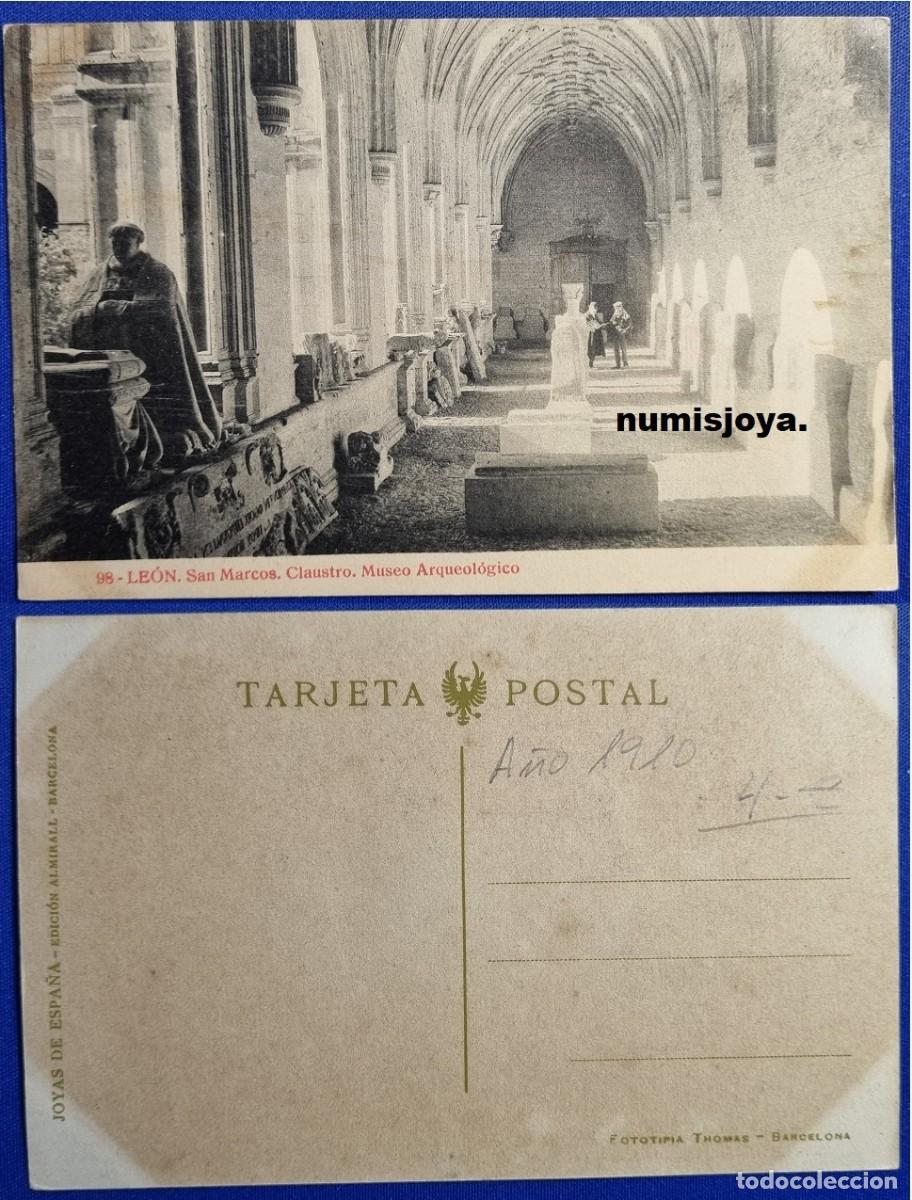 Postales: POSTAL de LEON (Espa&ntilde;a) a&ntilde;o 1910. San Marcos. claustro. Museo Arqueol&oacute;gico. Fot. THOMAS.