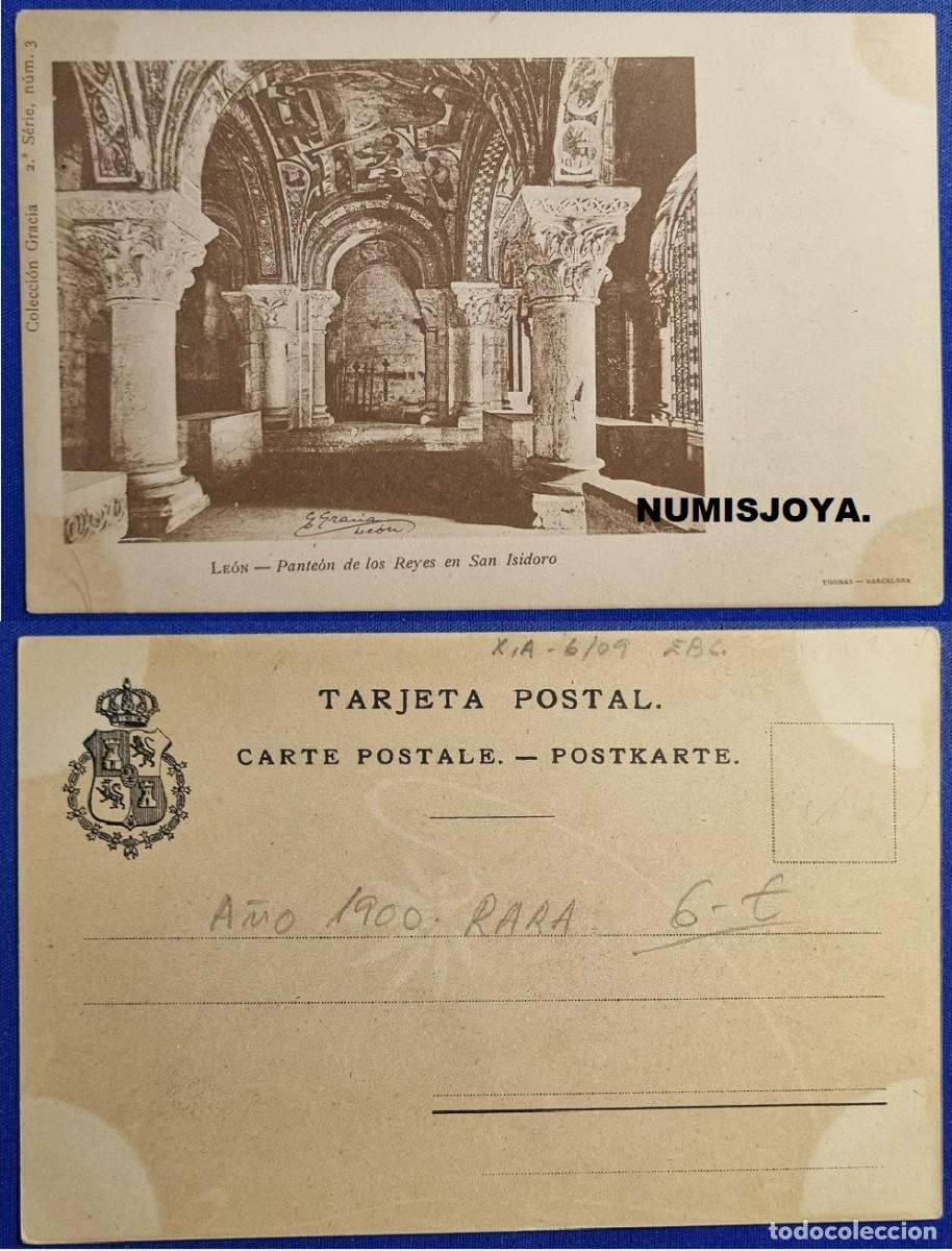 Postales: POSTAL de LEON (Espa&ntilde;a) a&ntilde;o 1900 Pante&oacute;n Reyes en San Isidoro. FOTOTIP&Iacute;A THOMAS.