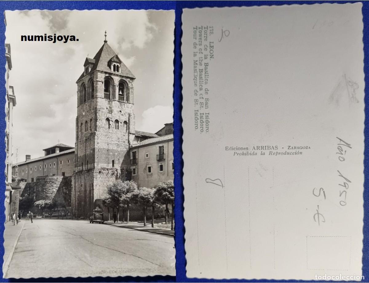 Postales: POSTAL de LEON (Espa&ntilde;a) a&ntilde;o 1955 Torre de la Bas&iacute;lica de San Isidoro. Ed. ARRIBAS.