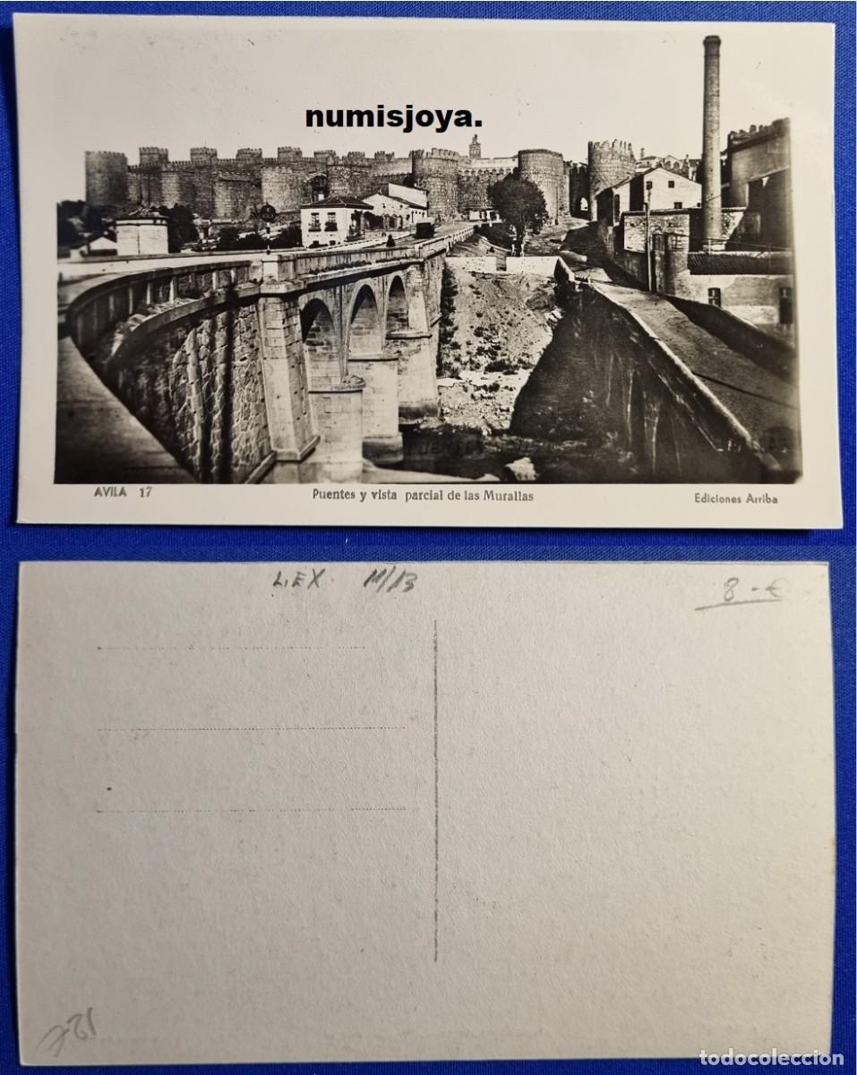 Postales: Postal de AVILA (Espa&ntilde;a) a&ntilde;o 1950. Puentes y vista parcial de las Murallas. Ed. ARRIBAS.