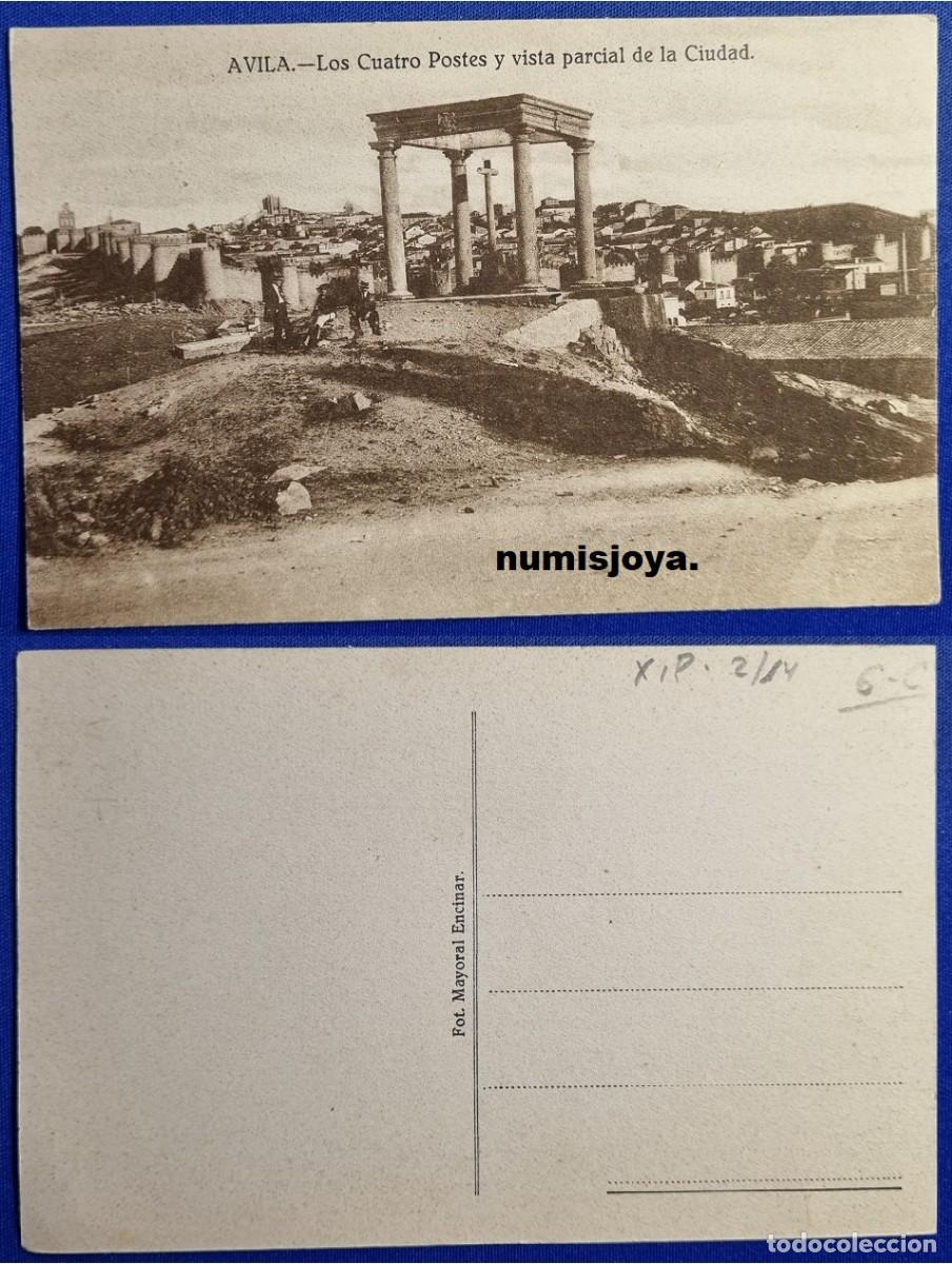 Postales: Postal de AVILA (Espa&ntilde;a) a&ntilde;o 1930. Los cuatro postes y vista Parcial. Fot. Mayoral.