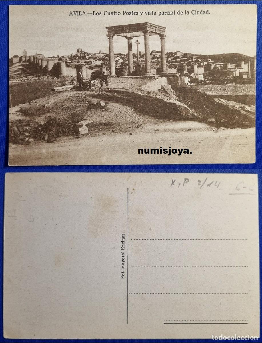 Postales: Postal de AVILA (Espa&ntilde;a) a&ntilde;o 1930. Los cuatro postes y vista Parcial. Fot. Mayoral.
