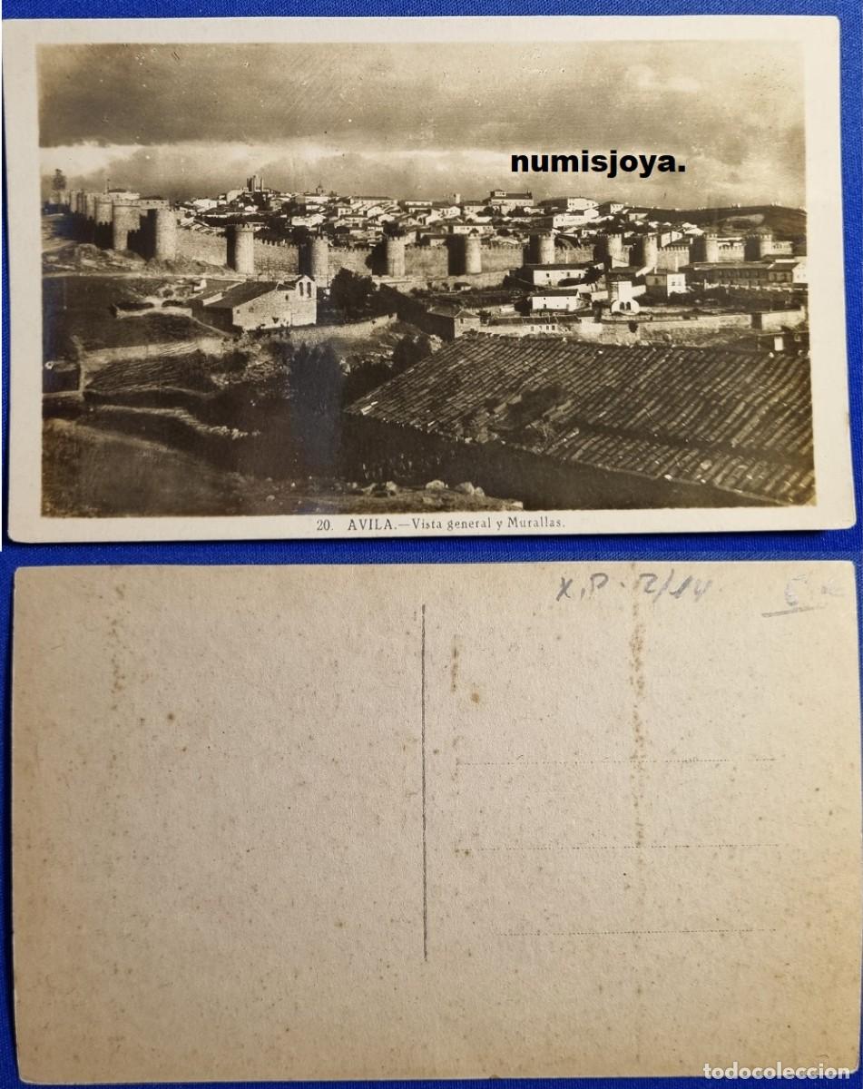 Postales: Postal de AVILA (Espa&ntilde;a) a&ntilde;o 1950. 20 Vista general y Murallas. RARA. HELIOTIPIA ARTISTICA.