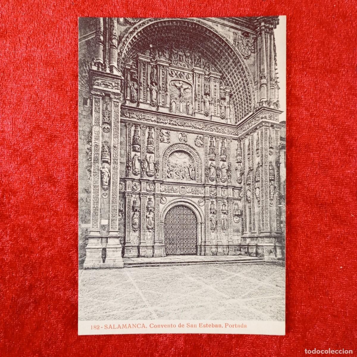 Postales: POSTAL - SALAMANCA - CONVENTO DE SAN ESTEBAN - PORTADA - 182 - THOMAS - RAR&Iacute;SIMA / 1899