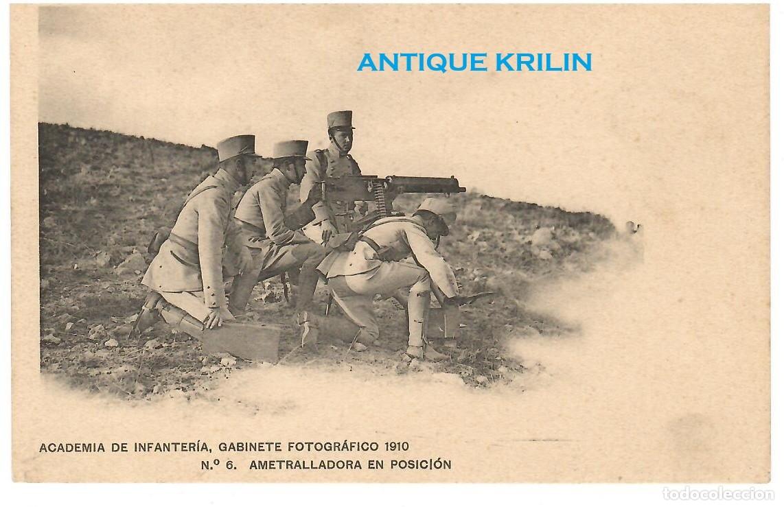 Postales: ACADEMIA DE INFANTERIA 1910 N&ordm; 6 AMETRALLADORA EN POSICION / HAUSER MENET