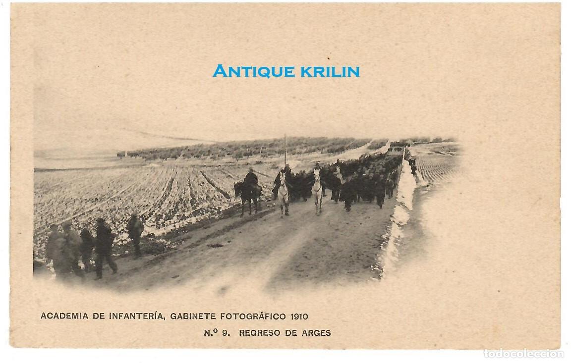 Postales: ACADEMIA DE INFANTERIA 1910 N&ordm; 9 REGRESO DE ARGES / HAUSER MENET