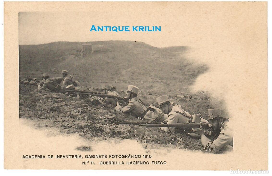 Postales: ACADEMIA DE INFANTERIA 1910 N&ordm; 11 GUERRILLA HACIENDO FUEGO / HAUSER MENET