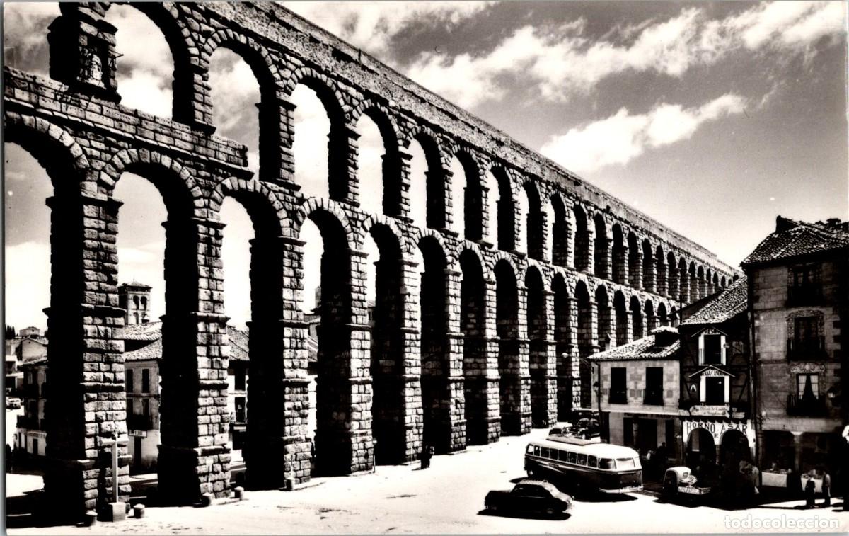 Postales: Segovia - Acueducto - Dom&iacute;nguez 34 - 142x90mm - Horno de Asar - Antiguo Autocar - Triciclo