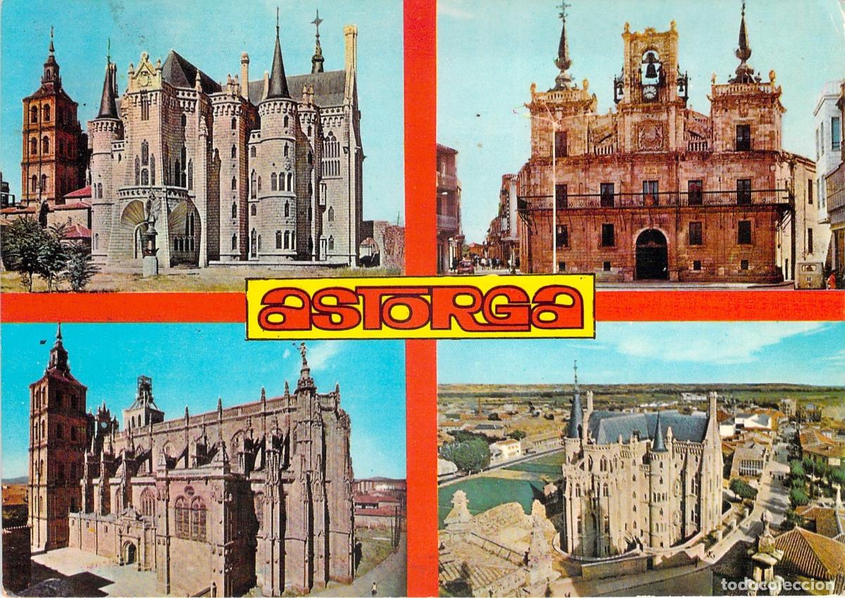 Postales: Postal de Astorga: Ayuntamiento, Catedral y Palacio Episcopal
