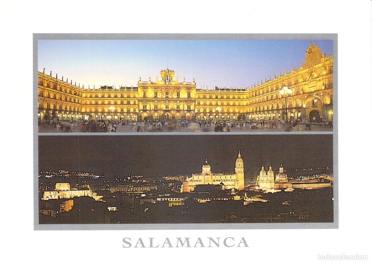 Postales: Postal de Salamanca: Plaza Mayor e iluminaci&oacute;n nocturna