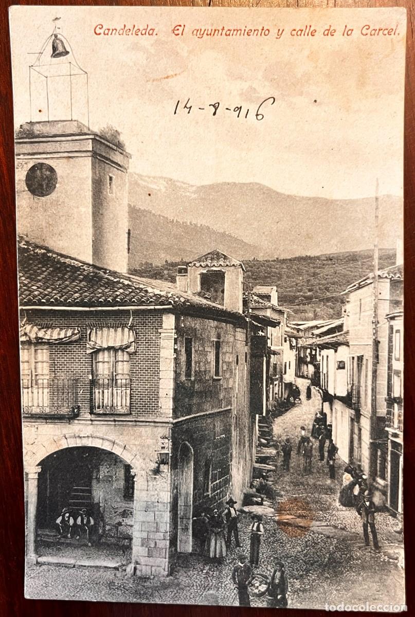 Postales: ANTIGUA POSTAL DE CANDELEDA, AVILA , AYUNTAMIENTO Y LA CALLE DE LA CARCEL, COLECCION PEREZ HERMANO,