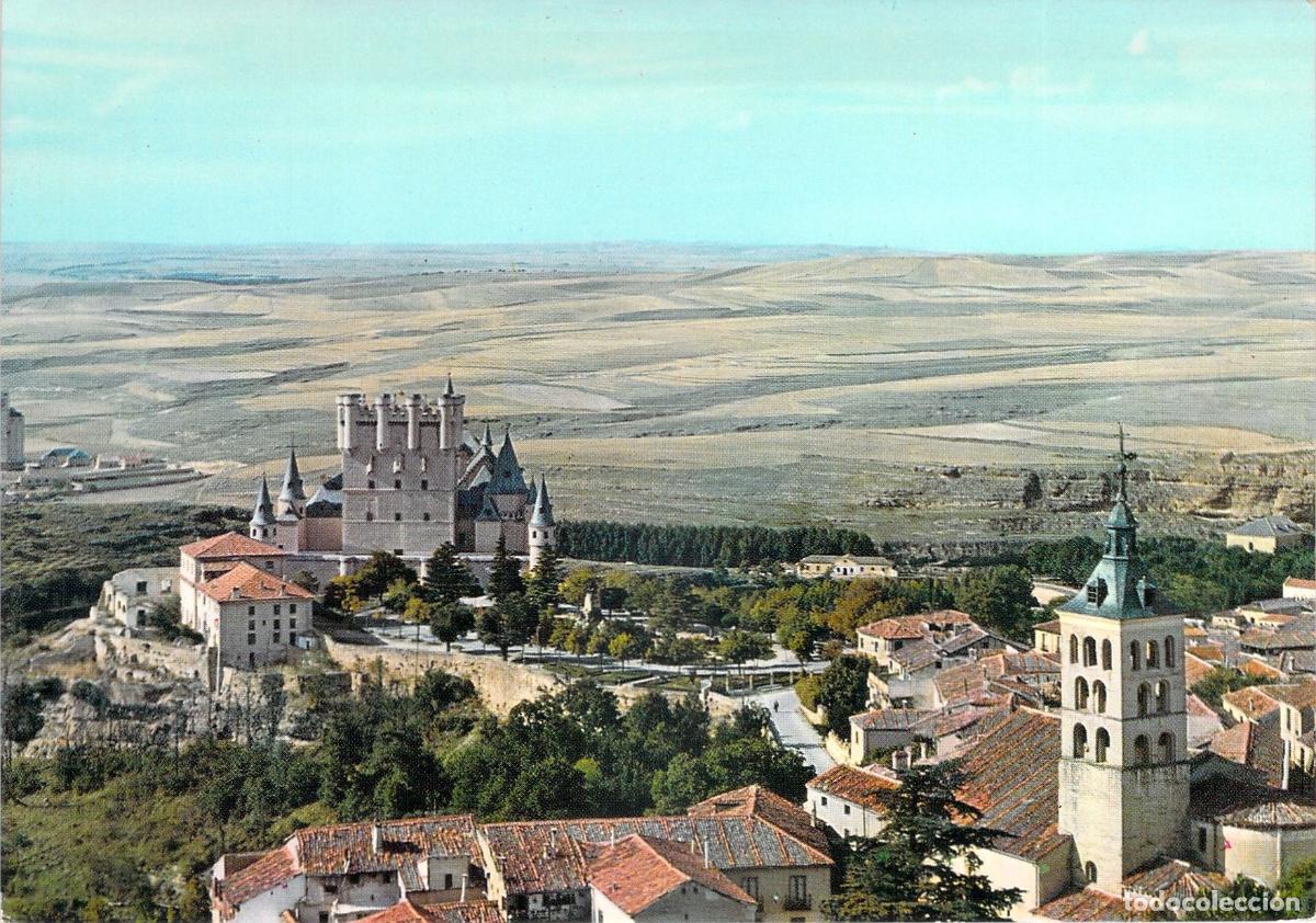 Postales: Postal de Segovia con vista a&eacute;rea del Alc&aacute;zar