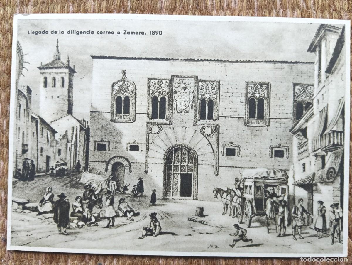 Postales: ZAMORA - LLEGADA DE LA DILIGENCIA CORREO EN 1890