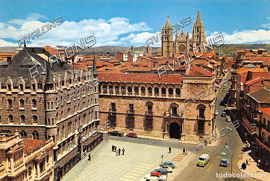 Postales: Pl. San Marcelo y c/ del General&iacute;simo (Le&oacute;n) - Sin Circular, a&ntilde;os 60