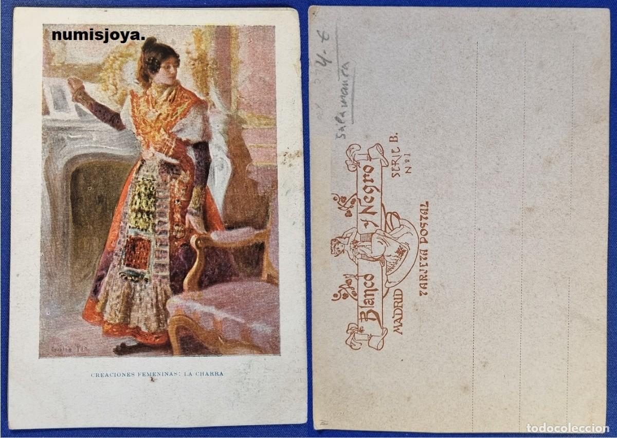 Postales: Postal de SALAMANCA (Espa&ntilde;a) a&ntilde;o 1910. Creaciones femeninas LA CHARRA. BLANCO Y NEGRO.