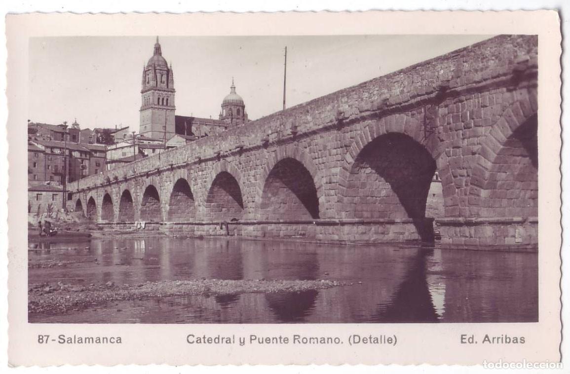 Postales: Salamanca: Catedral y Puente Romano (Detalle). Ed. Arribas. No circulada (A&ntilde;os 50)
