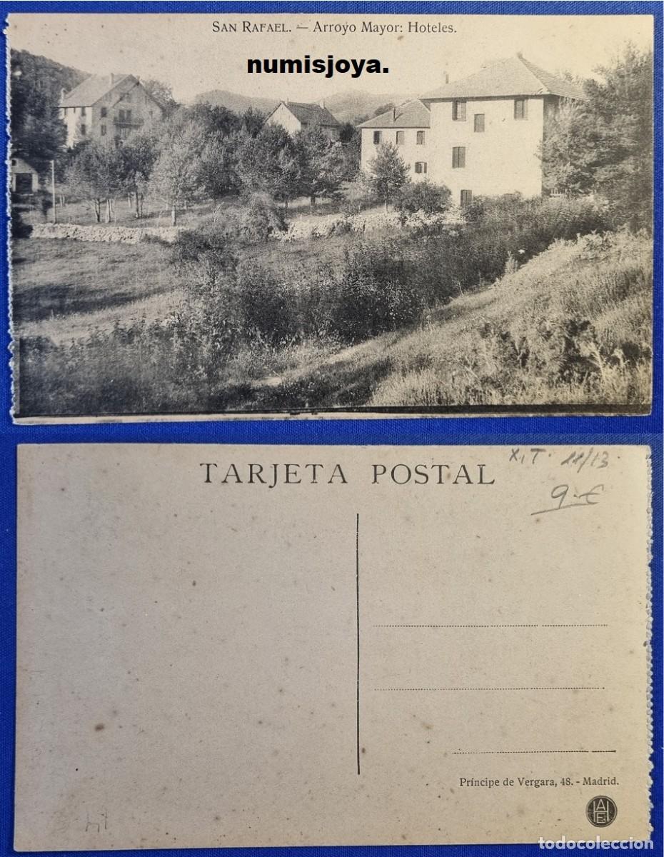 Postales: Postal San Rafael Segovia (Espa&ntilde;a) a&ntilde;o 1910 Arroyo Mayor: Hoteles. Ed. AHE.