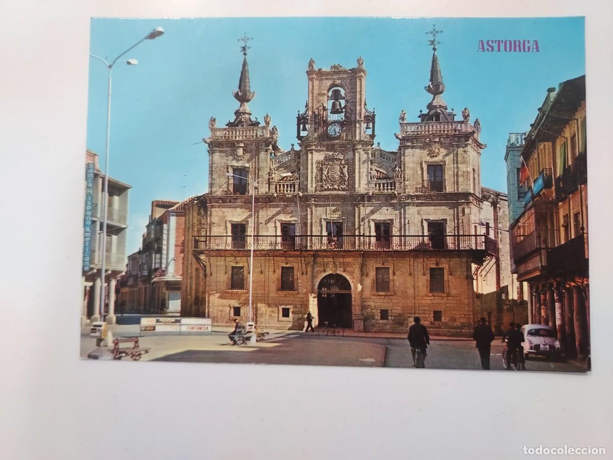 Postales: POSTAL ASTORGA PLAZA DE ESPA&Ntilde;A AYUNTAMIENTO. 1967. SIN CIRCULAR. LEON