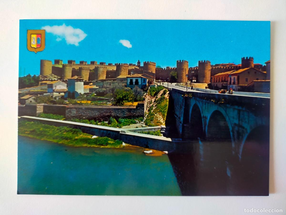 Postales: Postal AVILA: Rio Adaja y Murallas - Edic. Dom&iacute;nguez - FISA. Escudo de Oro