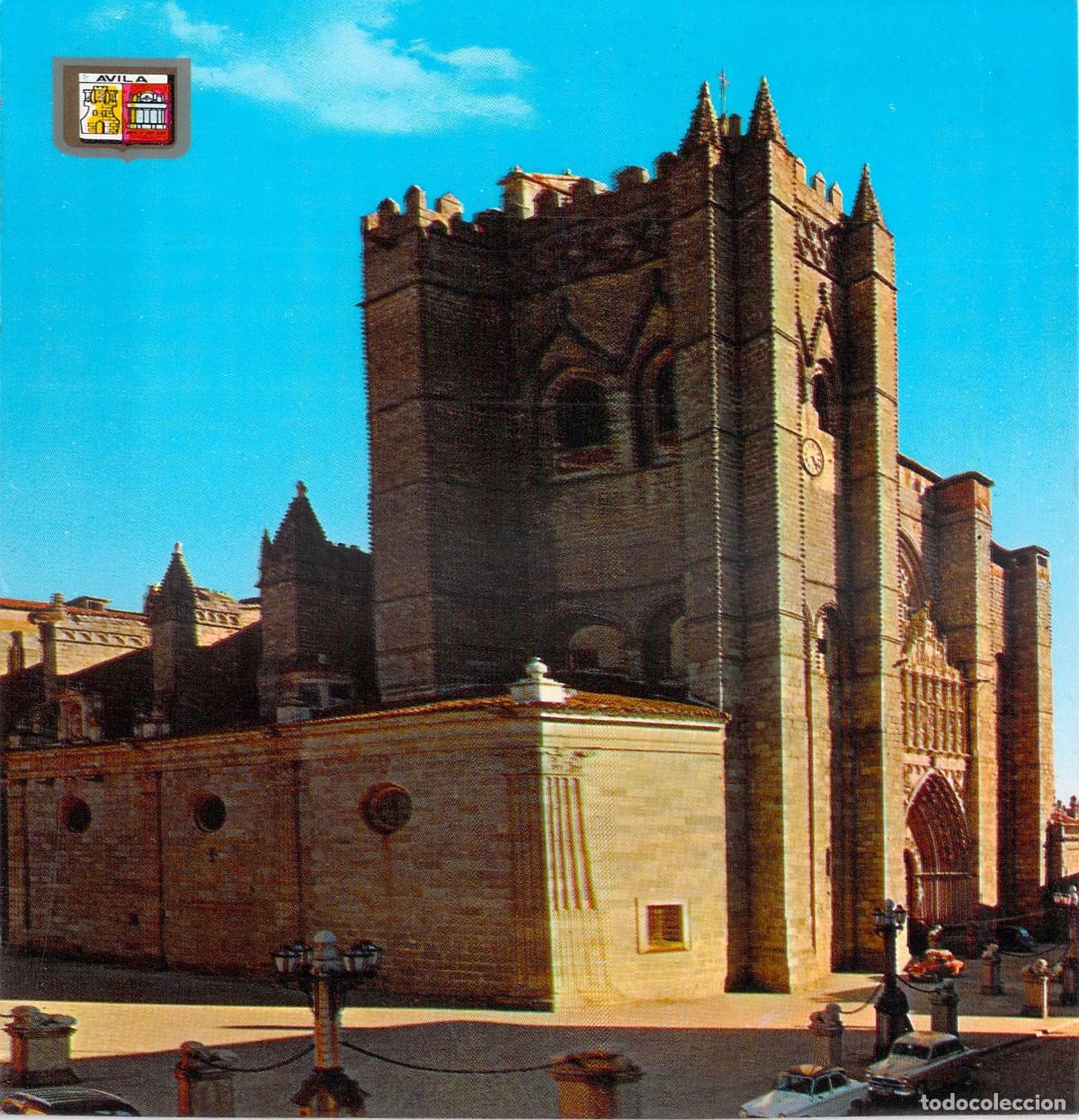 Postales: Postal de la Catedral de &Aacute;vila, arquitectura religiosa en Espa&ntilde;a