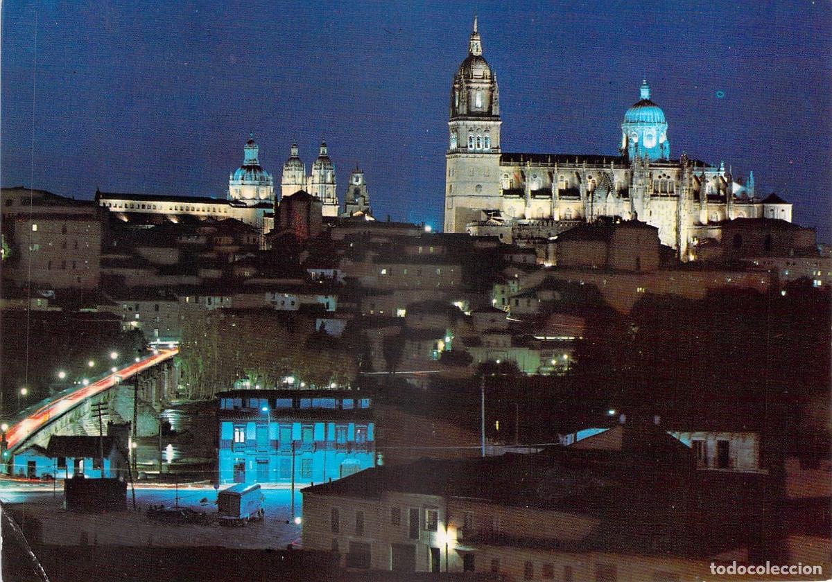 Postales: Postal de Salamanca vista nocturna de la catedral