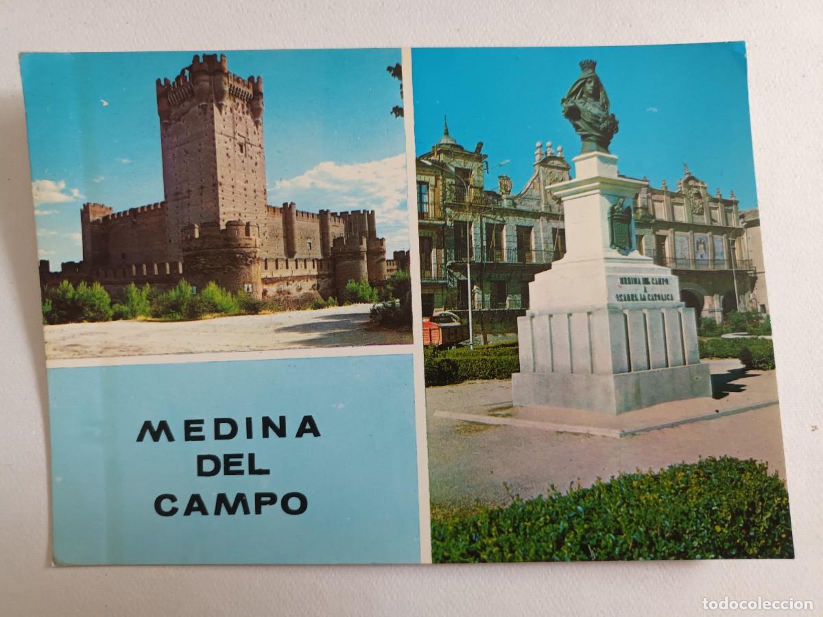 Postales: MEDINA DEL CAMPO (VALLADOLID). CASTILLO DE LA MOTA Y MONUMENTO A ISABEL LA CATOLICA (1969) - FRANQUE