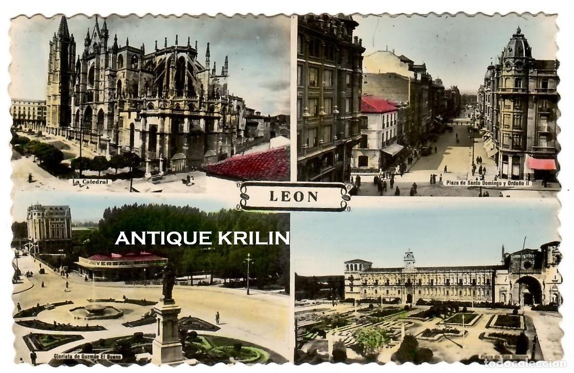 Postales: LEON / VARIAS VISTAS / EDICIONES M. ARRIBAS / SIN FRANQUEAR PERO ESCRITA DORSO
