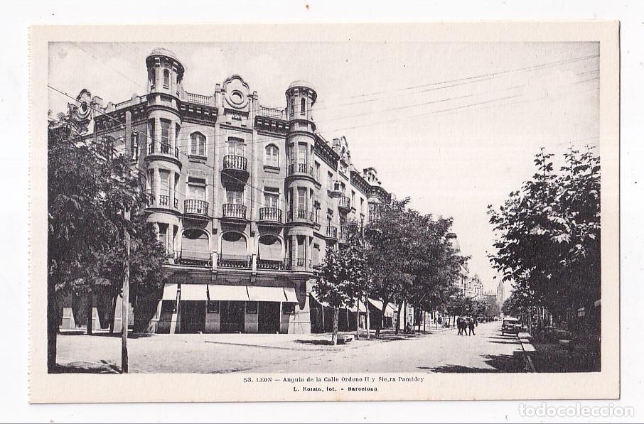 Postales: POSTAL. 53. LE&Oacute;N. &Aacute;NGULO DE LA CALLE ORDO&Ntilde;O II Y SIERRA PAMBLEY
