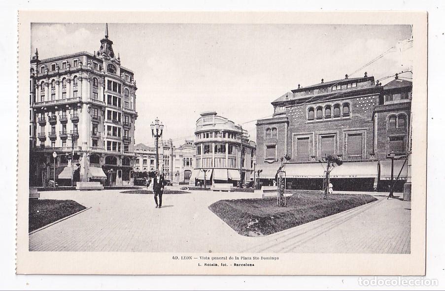 Postales: POSTAL. 49. LE&Oacute;N. VISTA GENERAL DE LA PLAZA DE SANTO DOMINGO
