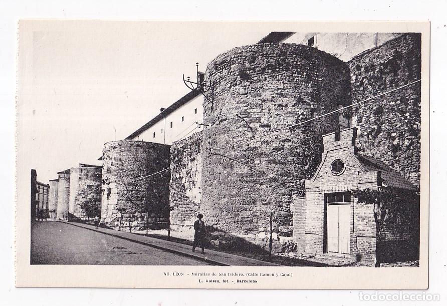 Postales: POSTAL. 46. LE&Oacute;N. MURALLAS DE SAN ISIDORO. CALLE RAM&Oacute;N Y CAJAL