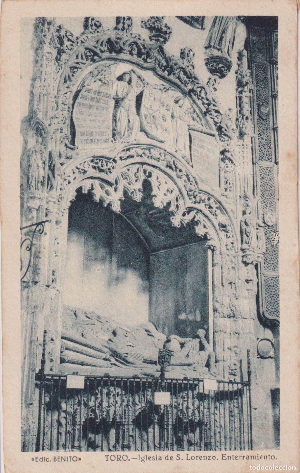 Postales: ZAMORA, TORO, IGLESIA DE S.LORENZO, ENTERRAMIENTO - EDIC.BENITO - CIRCULADA 1949