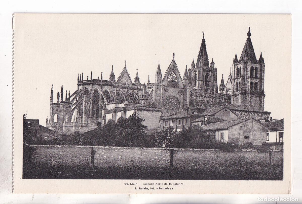 Postales: POSTAL. 43. LE&Oacute;N. FACHADA NORTE DE LA CATEDRAL