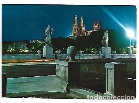 Postales: VISTA NOCTURNA DESDE EL PUENTE DE SAN PABLO.- BURGOS