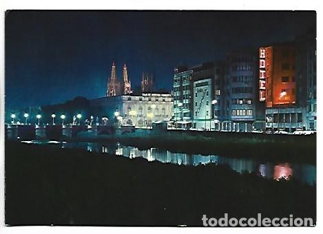 Postales: VISTA NOCTURNA DESDE EL RIO ARLANZON.- BURGOS