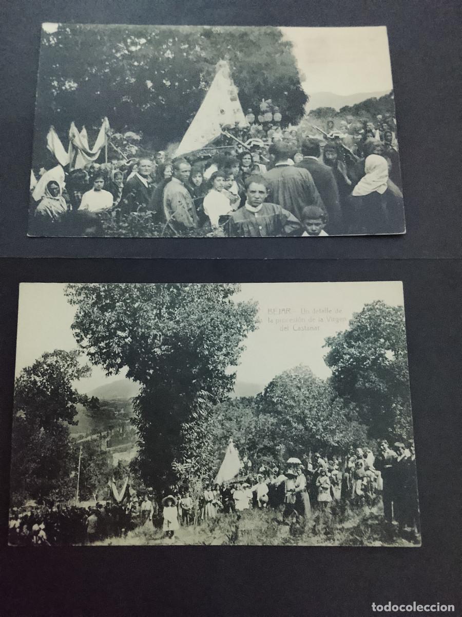 Postales: Lote de 2 postales de B&eacute;jar. Procesi&oacute;n de la Virgen del Casta&ntilde;ar