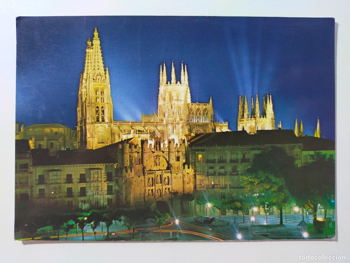 Postales: Postal BURGOS: Nocturno de la Catedral y Arco de Santa Mar&iacute;a - Edic. Royuela Arevalo - Circulada.