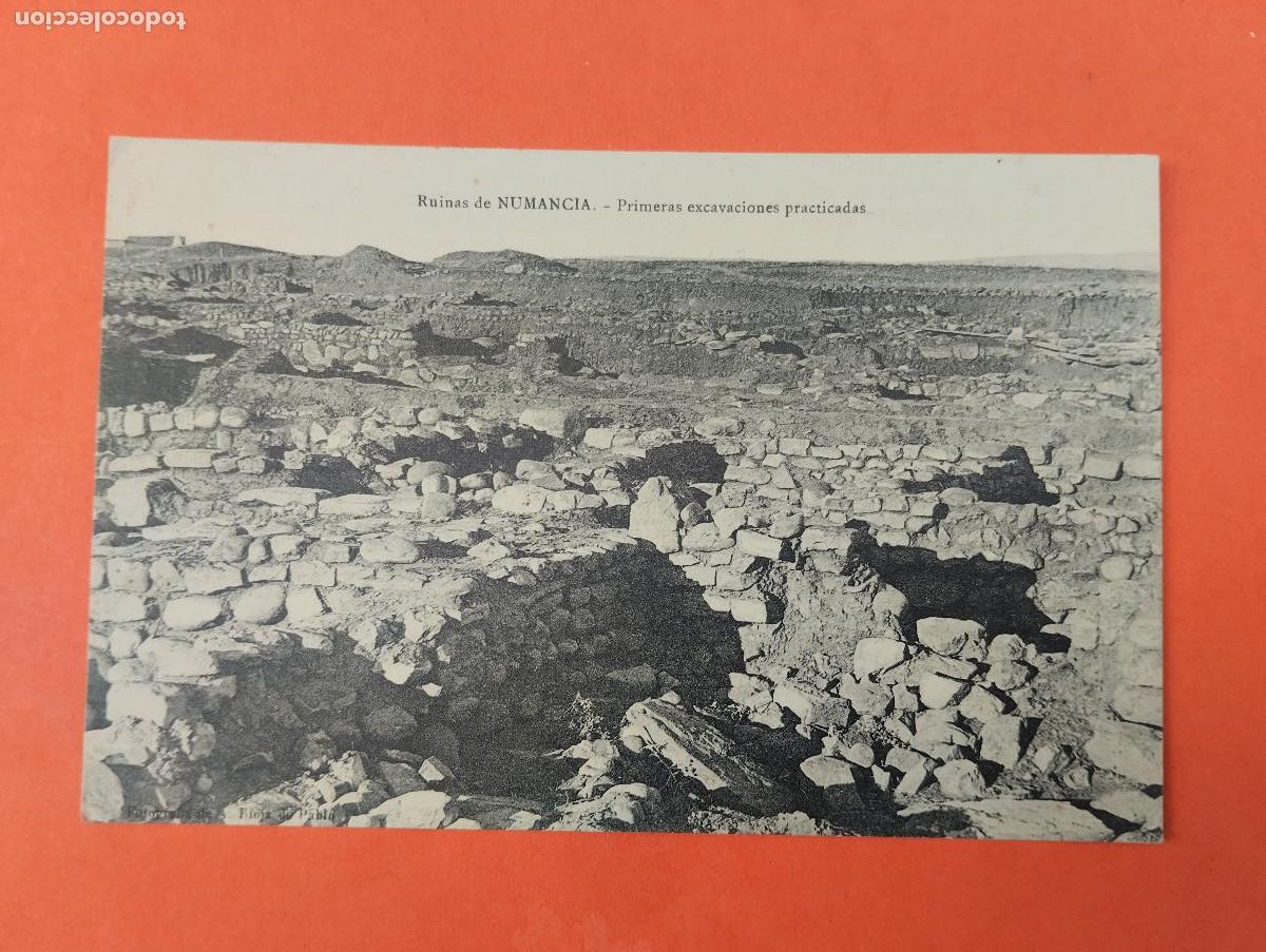 Postales: RUINAS DE NUMANCIA. SORIA. PRIMERAS EXCAVACIONES PRACTICADAS. ED. LIBRERIA PASCUAL P. RIOJA