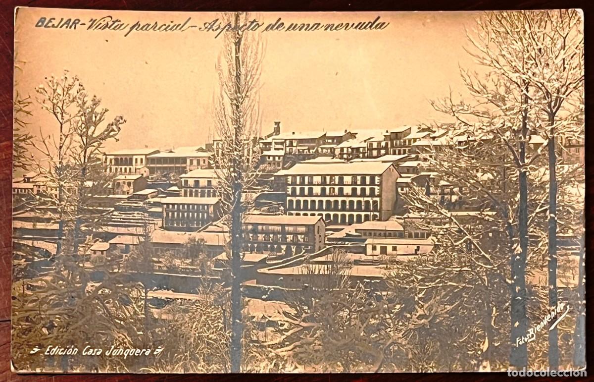 Postales: POSTAL BEJAR, SALAMANCA, VISTA PARCIAL, ASPECTO DE UNA NEVADA, FOTO BIENVENIDO, ED. CASA JUNQUERA, S