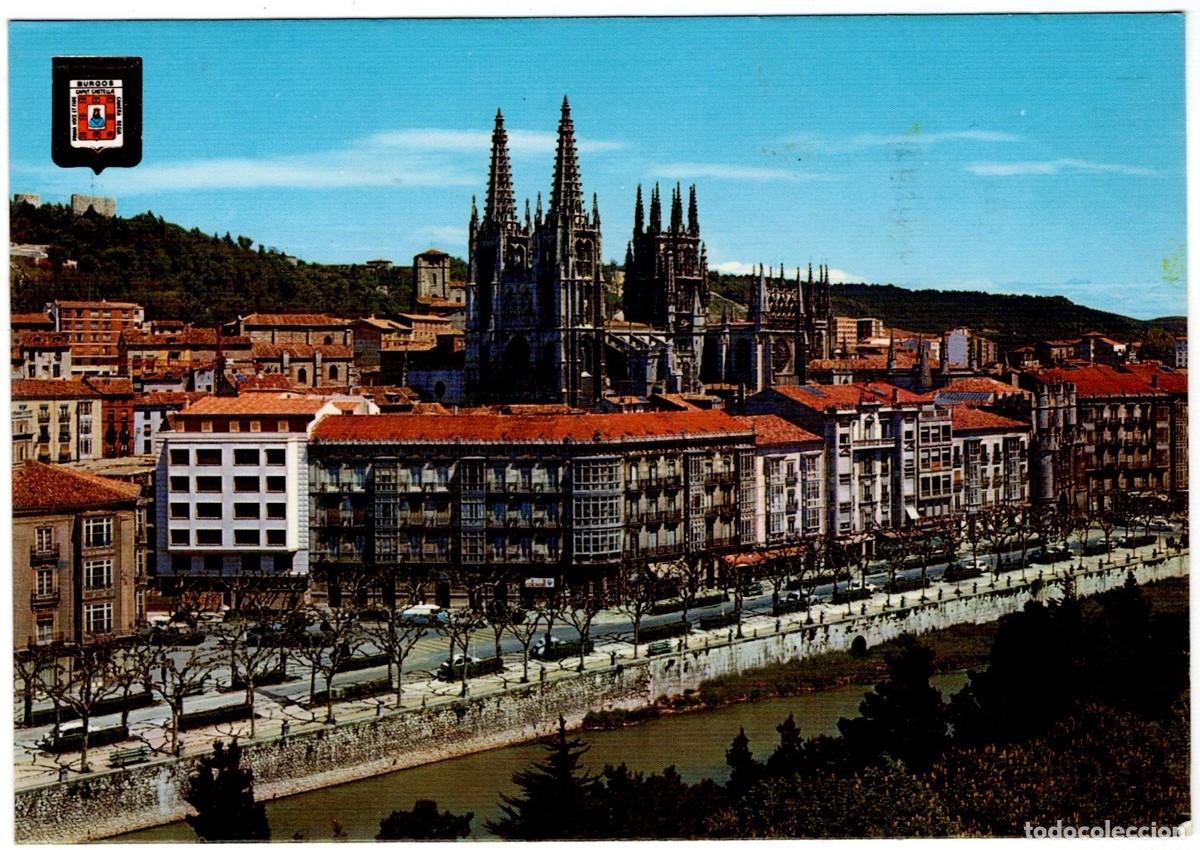 Postales: POSTAL DE BURGOS, CATEDRAL Y PASEO (CIRCULADA)