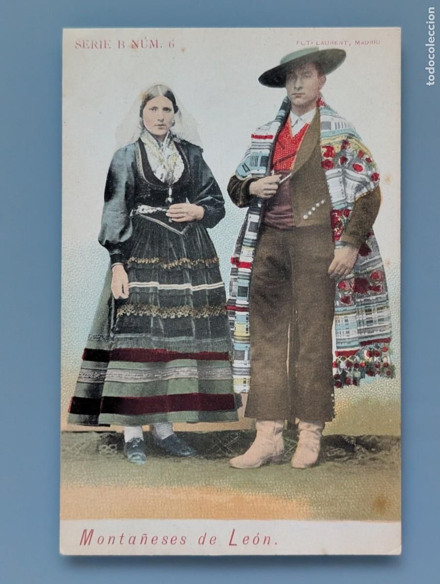 Postais: DIFICIL POSTAL SERIE B N&deg; 6 MONTA&Ntilde;ESES DE LEON EE LAURENT TIPOS LEONESES PERFECTA CONS SIN DIVIDIR