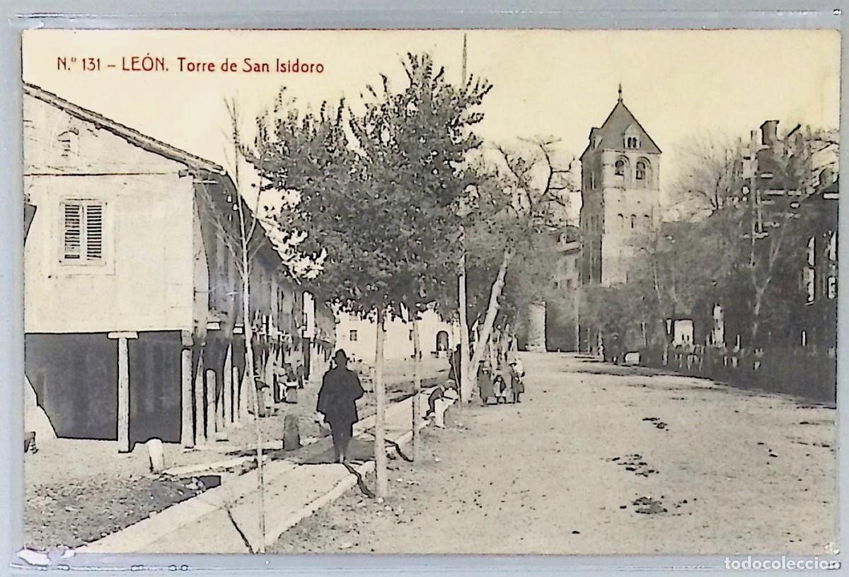 Postcards: LE&Oacute;N (CASTILLA Y LE&Oacute;N). TORRE DE SAN ISIDORO.Tarjeta postal antigua en blanco y negro