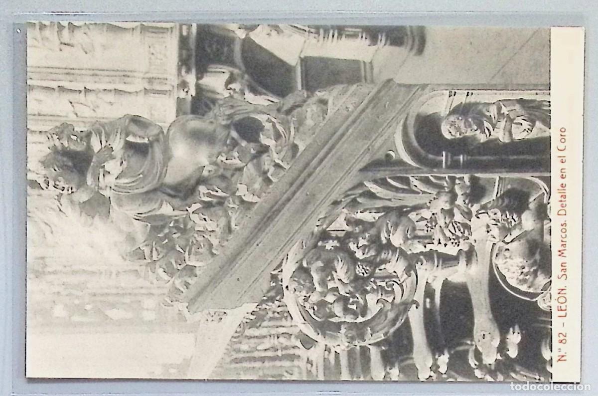 Postkarten: LE&Oacute;N. SAN MARCOS. DETALLE DEL CORO.Tarjeta postal antigua en blanco y negro