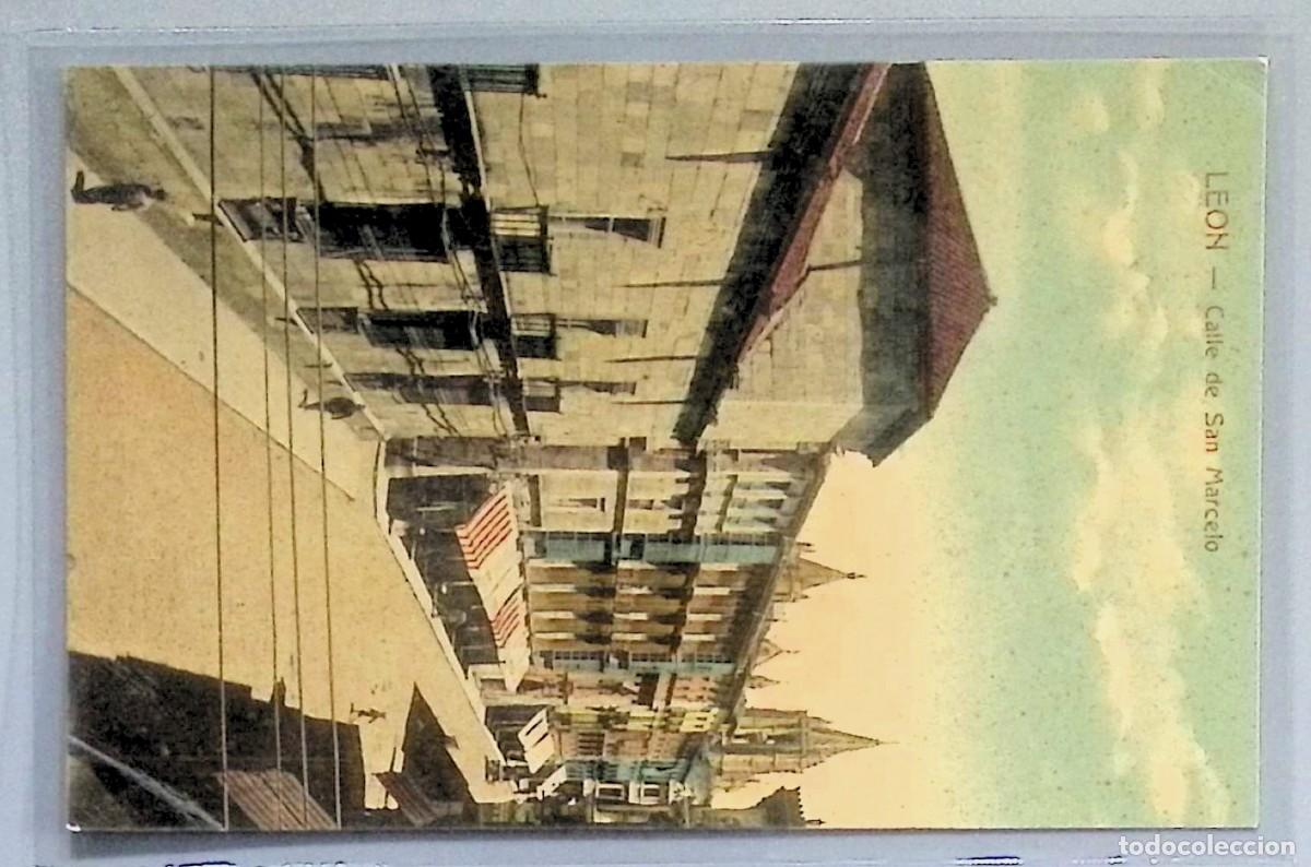Cartoline: LE&Oacute;N. CALLE DE SAN MARCELO.Tarjeta postal antigua