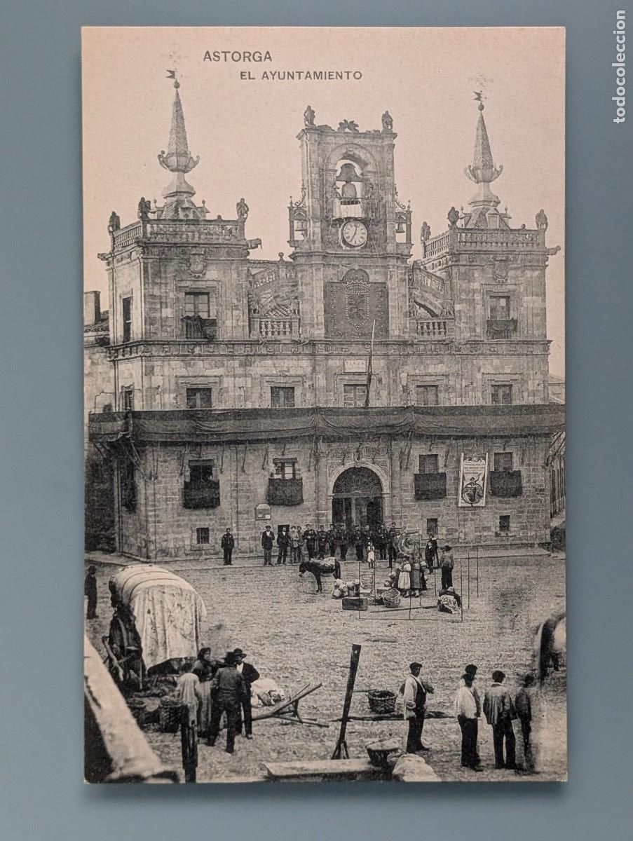 Postcards: DIFICIL POSTAL ASTORGA EL AYUNTAMIENTO LEON ANIMADA PERFECTA CONSERV