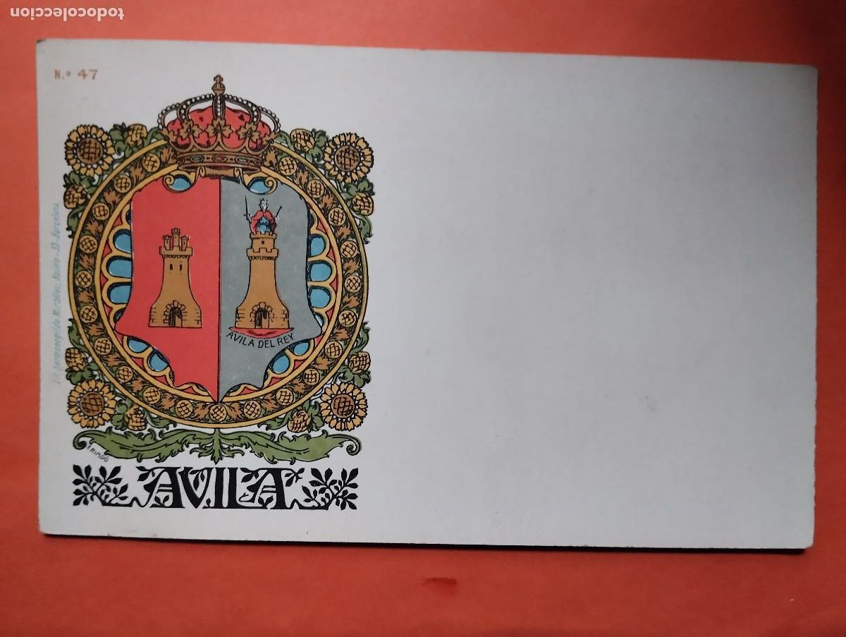 Postales: POSTAL N&ordm; 47. ESCUDO DE AVILA LIT HERMENEGILDO MIRALLES.