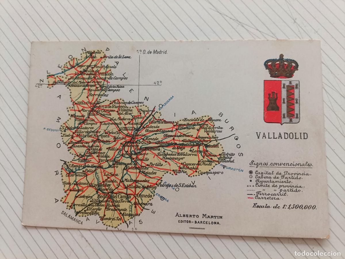 Postales: Valladolid. Postal formato antiguo. Mapa
